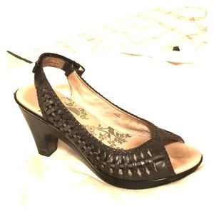 Black sling back heels